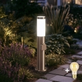 BRILAGI - Dimmbar LED-utomhuslampa med uttag ELIA 1xE27/6W/230V 2700-6500K IP44 Wi-Fi 50 cm matt krom