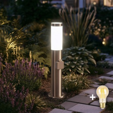 BRILAGI - Dimmbar LED-utomhuslampa med uttag ELIA 1xE27/6W/230V 2700-6500K IP44 Wi-Fi 50 cm matt krom