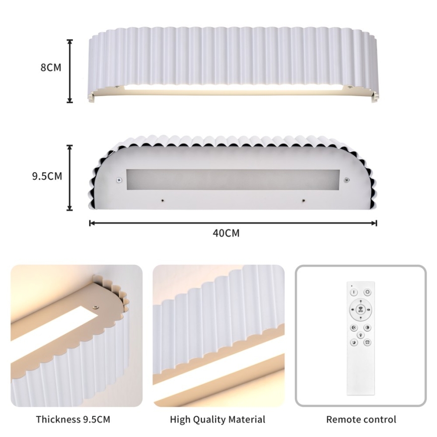 BRILAGI - LED-dimbar vägglampa FALCON MODERN LED/14W/230V 3000-6000K 40 cm vit + fjärrkontroll