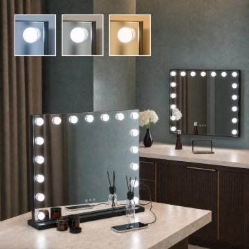 BRILAGI - Dimmbar sminkspegel HOLLYWOOD LED/15W/230V CCT + 2x USB 60x50 cm svart