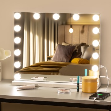 BRILAGI - Dimmbar sminkspegel HOLLYWOOD LED/15W/230V CCT + USB vit