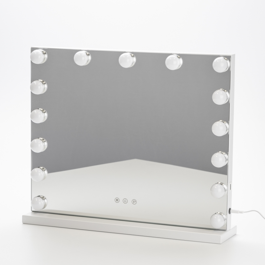 BRILAGI - Dimmbar sminkspegel HOLLYWOOD LED/15W/230V CCT + USB vit