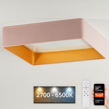 Brilagi - dimmerbar LED-taklampa VELVET SQUARE SMART LED/36W/230V 60x60 cm 2700-6500K Wi-Fi Tuya + fjärrkontroll rosa