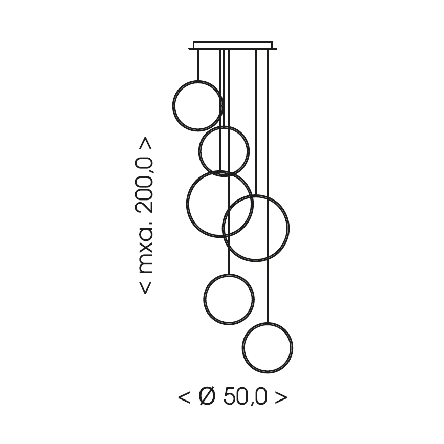 Brilagi - ECHO LED-pendel på kabel LED/80W/230V 4000K Ø 50 cm svart