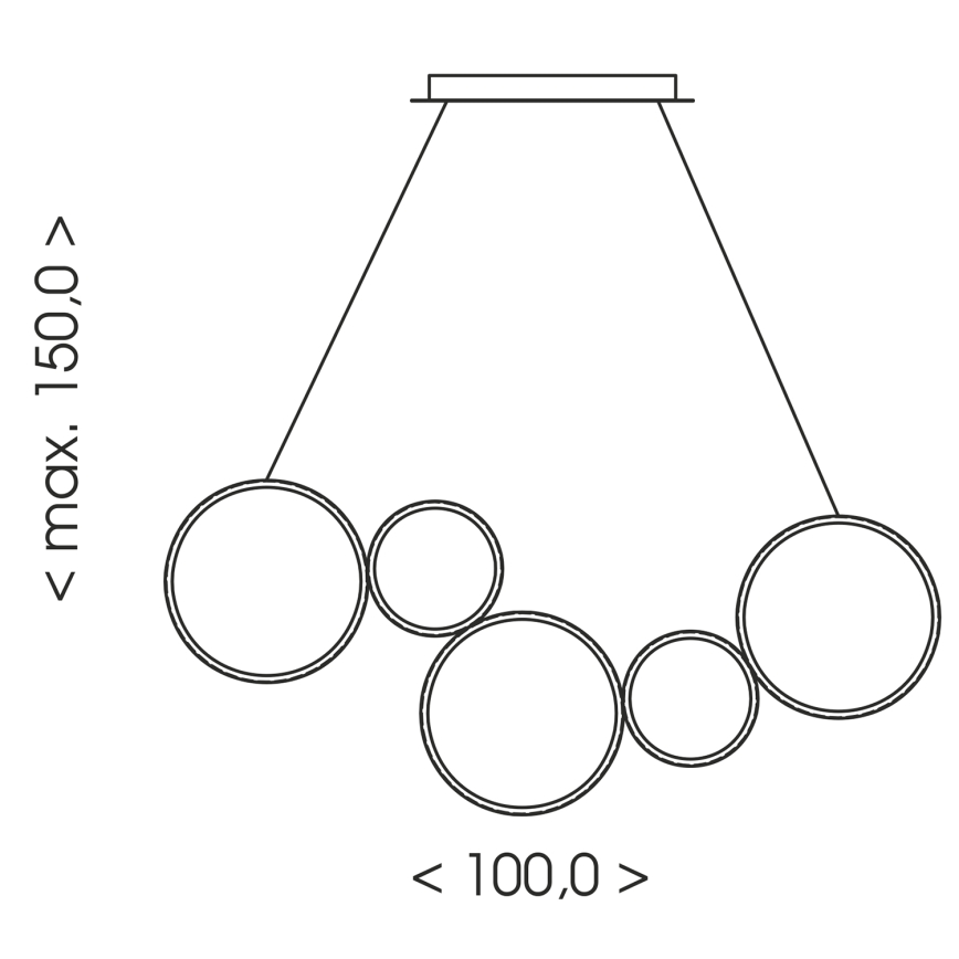 BRILAGI - ECHO LED-pendellampa med kabel, 60 W, 230 V, 4000 K, 100 cm, svart