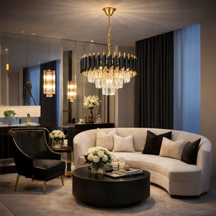 Brilagi - ECLIPSE ljuskrona med kedja, 5xE14/10W/230V, Ø 38 cm, svart/guld