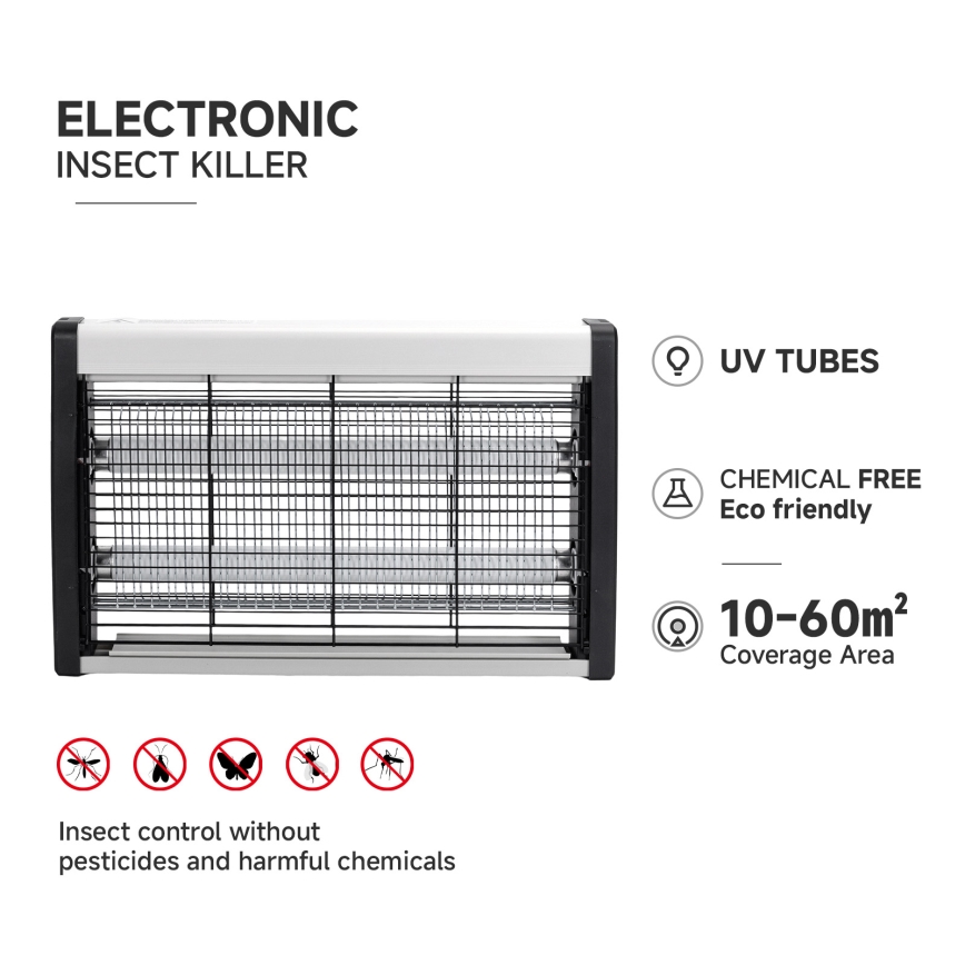 Brilagi - Elektrisk insektsfångare 2xUV/10W/230V 60 m2