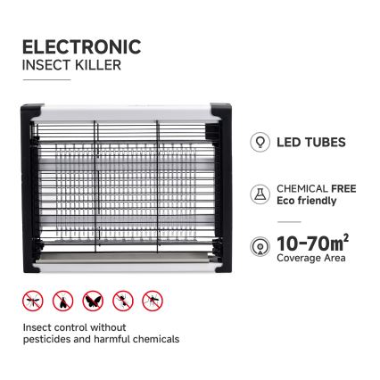 Brilagi - Elektrisk LED-insektsfångare (UV), 2×LED / 5 W / 230 V, för upp till 70 m²