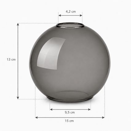 Brilagi - Ersättningsglas till ljuskrona DIOR E27 Ø 15 cm, rökgrå