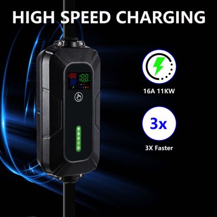 Brilagi - EV resladdstation för elbilar FAST AC Typ 2 16A/380V 11kW + kontakt 230V, 3,7kW 5m + låda