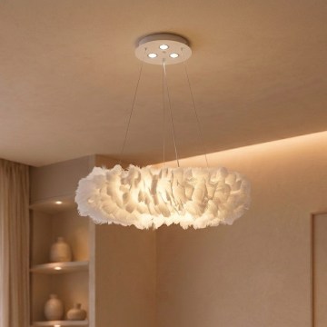 BRILAGI - FEATHER LED-pendellampa på vajer, 3x E27 (40 W/230 V) + 3x LED (3 W), Ø 50 cm, vit