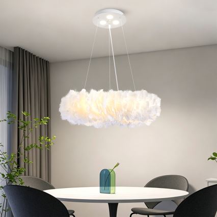 BRILAGI - FEATHER LED-pendellampa på vajer, 3x E27 (40 W/230 V) + 3x LED (3 W), Ø 50 cm, vit