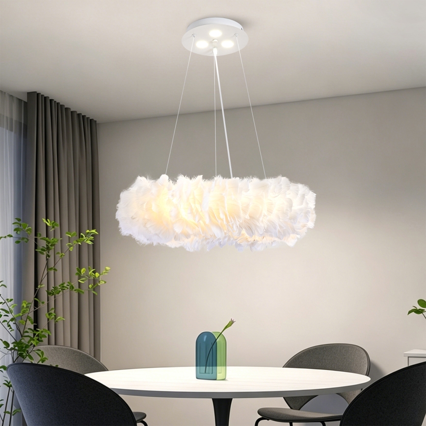 BRILAGI - FEATHER LED-pendellampa på vajer, 3x E27 (40 W/230 V) + 3x LED (3 W), Ø 50 cm, vit
