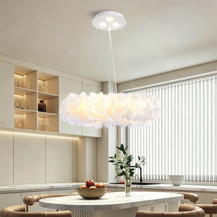 BRILAGI - FEATHER LED-pendellampa på vajer, 3x E27 (40 W/230 V) + 3x LED (3 W), Ø 50 cm, vit