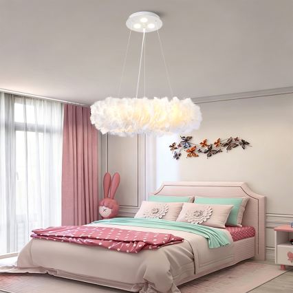 BRILAGI - FEATHER LED-pendellampa på vajer, 3x E27 (40 W/230 V) + 3x LED (3 W), Ø 50 cm, vit