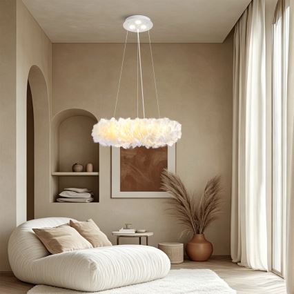 BRILAGI - FEATHER LED-pendellampa på vajer, 3x E27 (40 W/230 V) + 3x LED (3 W), Ø 50 cm, vit