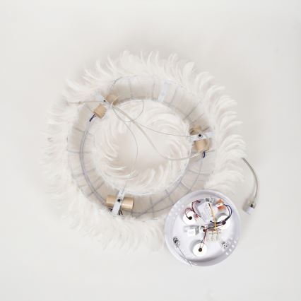BRILAGI - FEATHER LED-pendellampa på vajer, 3x E27 (40 W/230 V) + 3x LED (3 W), Ø 50 cm, vit