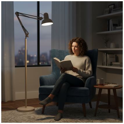 Brilagi - Flexibel golvlampa TASKER 1xE27/60W/230V 184 cm beige