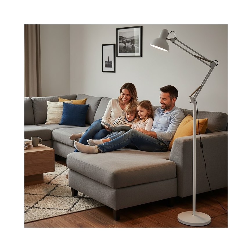 Brilagi - Flexibel golvlampa TASKER 1xE27/60W/230V 184 cm vit