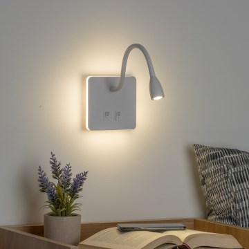 BRILAGI - Flexibel LED-vägglampa MAYA DOUBLE  LED/4W/230V + LED/3W vit
