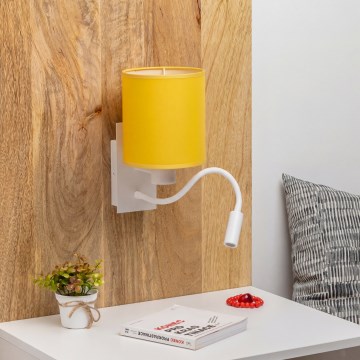 Brilagi - Flexibel LED-vägglampa NUBILA 1xE27/25W/230V + LED/3W vit/gul