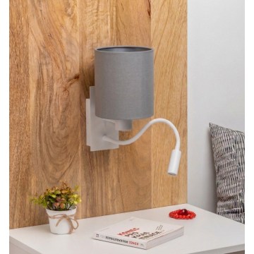 Brilagi - Flexibel LED-vägglampa NUBILA 1xE27/25W/230V + LED/3W vit/ljusgrå