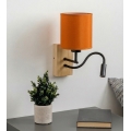 Brilagi - Flexibel LED-vägglampa NUBILA WOOD 1xE27/25W/230V + LED/3W ek/svart/orange