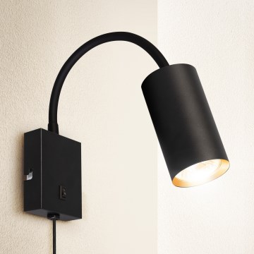 BRILAGI - Flexibel vägglampa med strömbrytare SELE 1xGU10/30W/230V svart/guld