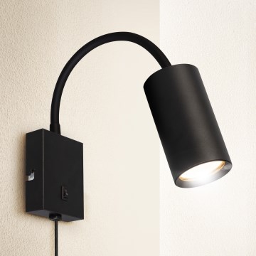 BRILAGI - Flexibel vägglampa med strömbrytare SELE 1xGU10/30W/230V svart