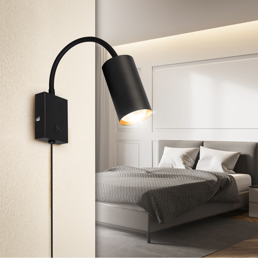 Brilagi - Flexibel vägglampa SELE 1xGU10/30W/230V svart/guld