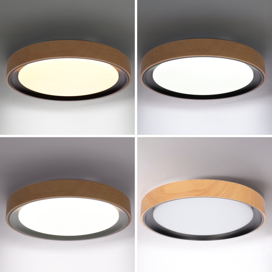 Brilagi - Dimmbar LED-taklampa FLOCO LED/48W/230V 3000-6500K Ø 40 cm trädekor/svart + fjärrkontroll