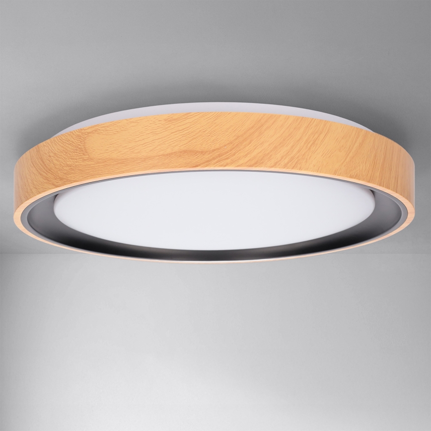 Brilagi - Dimmbar LED-taklampa FLOCO LED/48W/230V 3000-6500K Ø 40 cm trädekor/svart + fjärrkontroll