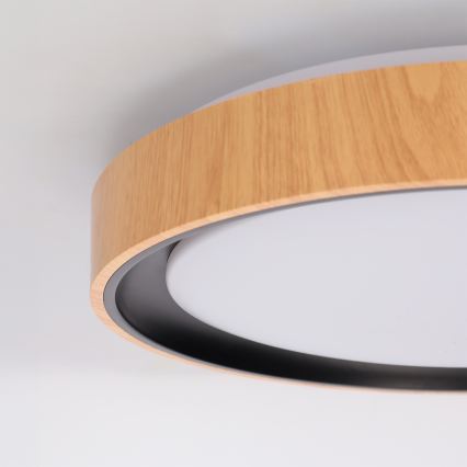 Brilagi - Dimmbar LED-taklampa FLOCO LED/48W/230V 3000-6500K Ø 40 cm trädekor/svart + fjärrkontroll