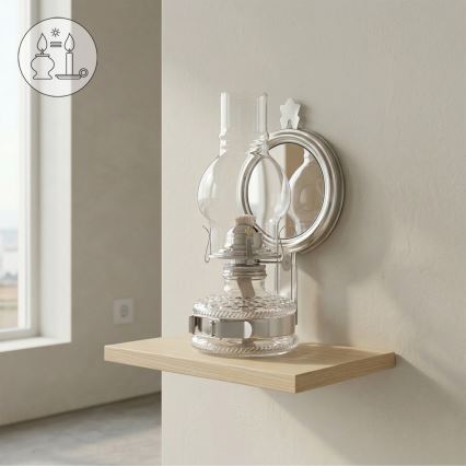 BRILAGI - Fotogenlampa med spegel MERLIN, blank krom