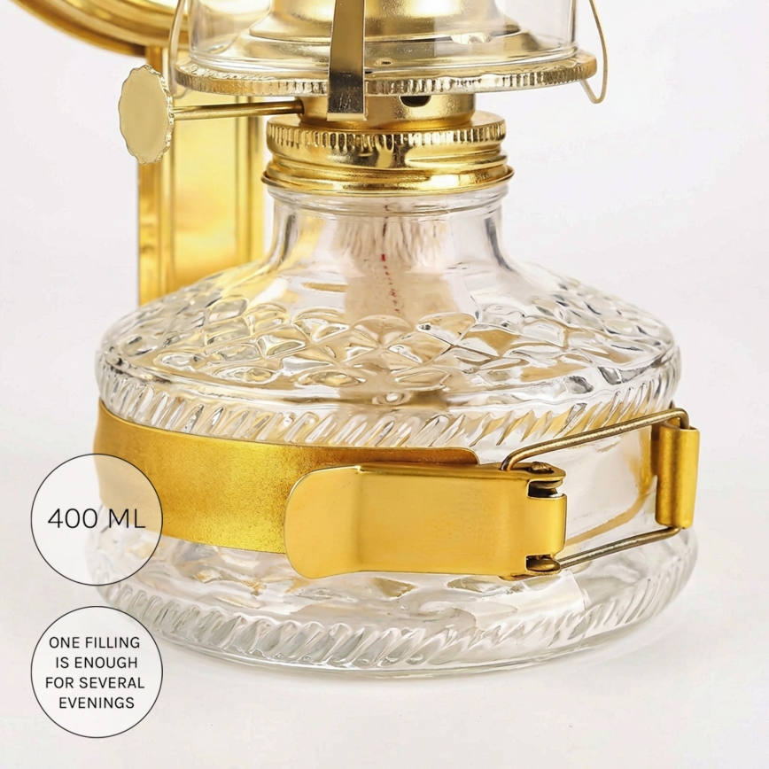 BRILAGI - Fotogenlampa med spegel MERLIN, glänsande guld