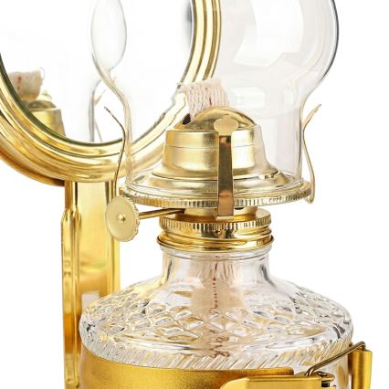 BRILAGI - Fotogenlampa med spegel MERLIN, glänsande guld