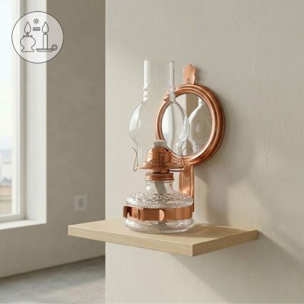 BRILAGI - Fotogenlampa med spegel MERLIN koppar/patina