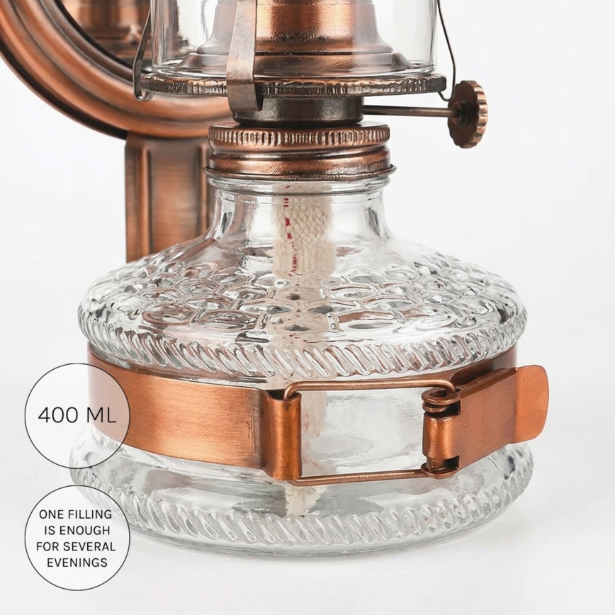 BRILAGI - Fotogenlampa med spegel MERLIN koppar/patina