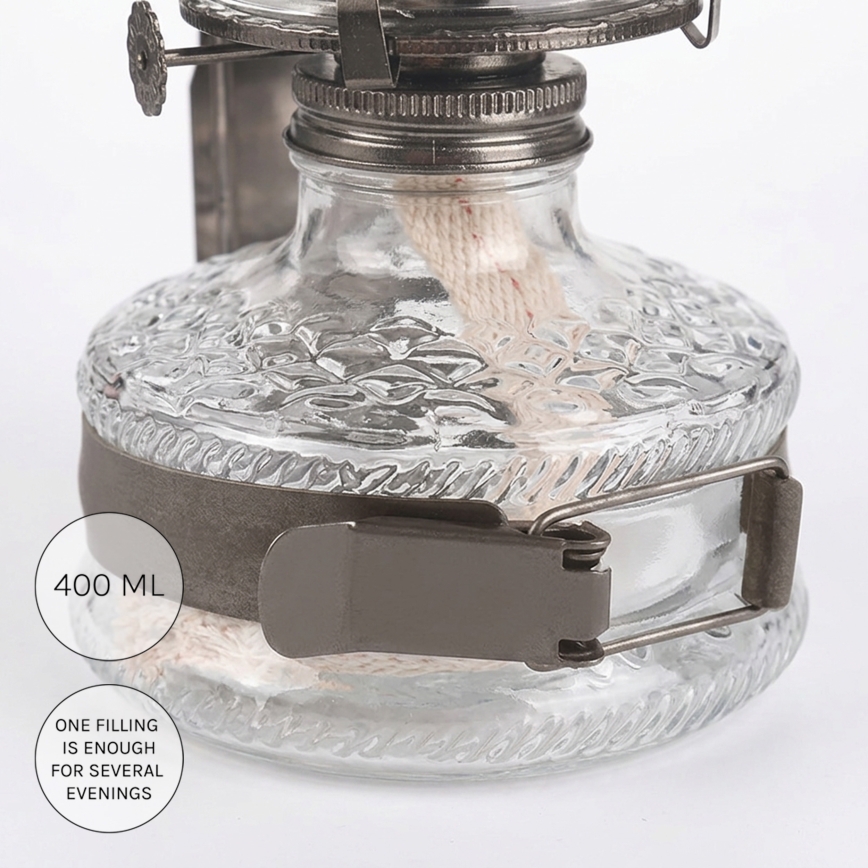 Brilagi - Fotogenlampa MERLIN i svart krom