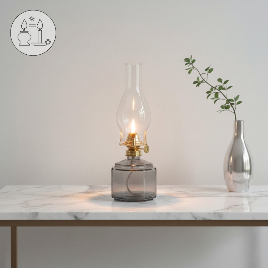 Brilagi - Fotogenlampa MERLIN rökfärgad/grå