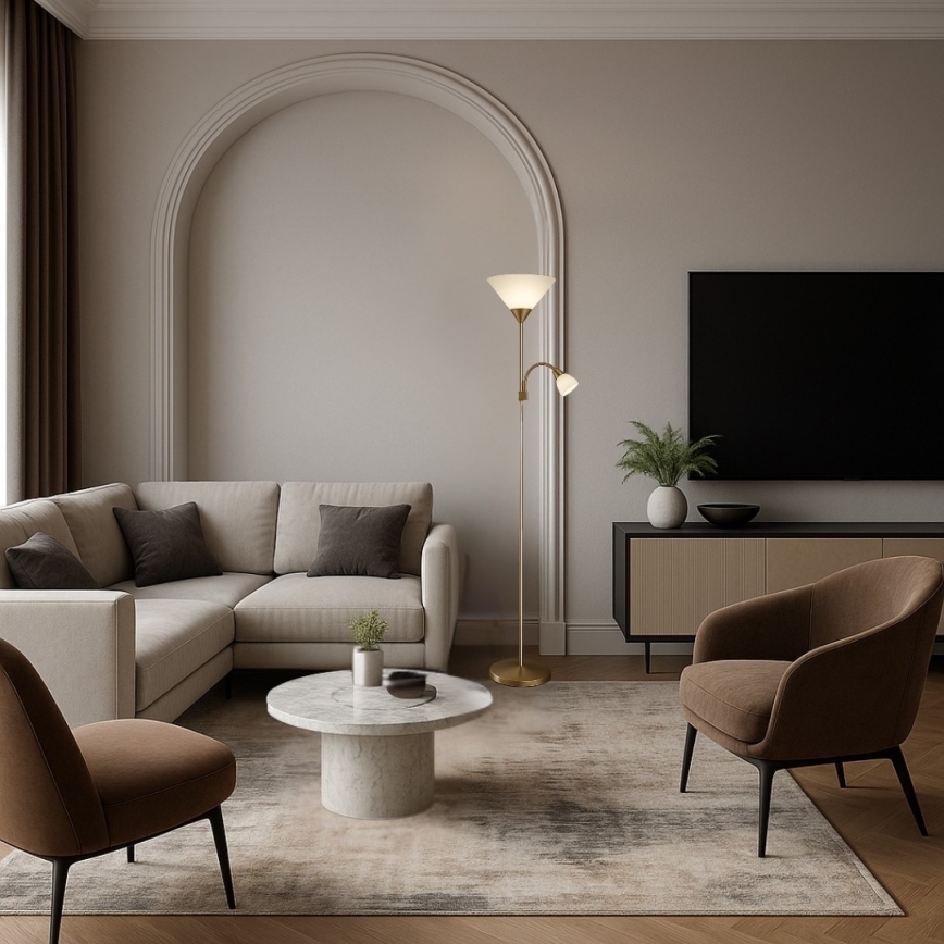 Brilagi - Golvlampa ARIANA 1xE27/100W/230V + 1xE14/25W guld