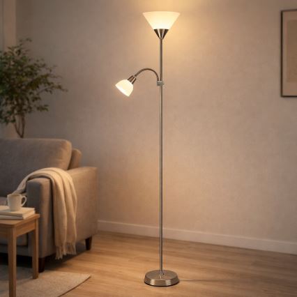 Brilagi - Golvlampa ARIANA 1xE27/100W/230V + 1xE14/25W matt krom