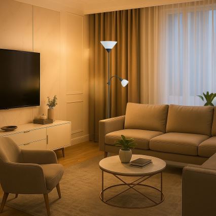 Brilagi - Golvlampa ARIANA 1xE27/100W/230V + 1xE14/25W svart