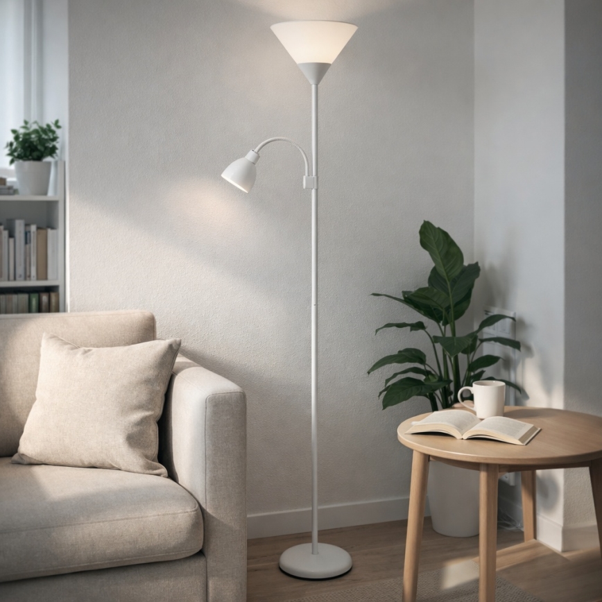 Brilagi - Golvlampa ARIANA 1xE27/100W/230V + 1xE14/25W vit