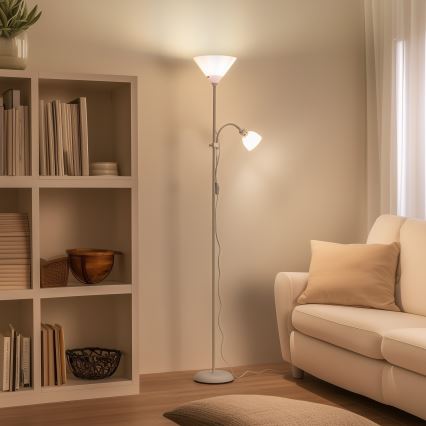 BRILAGI - Golvlampa ARIANA 1xE27/100W/230V + 1xE14/25W vit