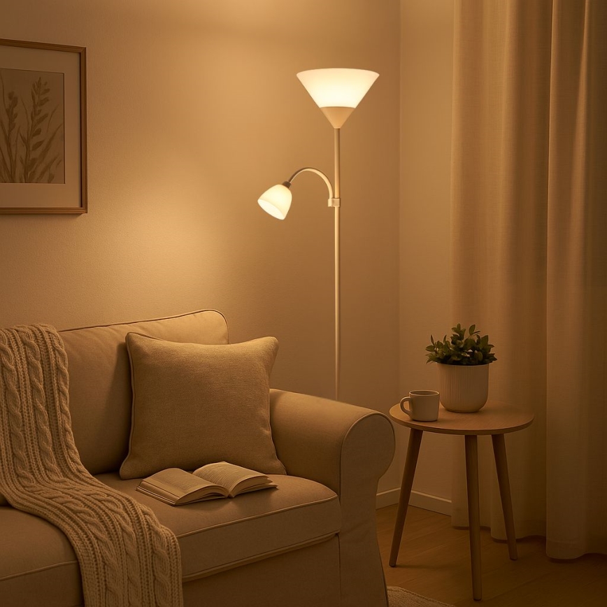 Brilagi - Golvlampa ARIANA 1xE27/100W/230V + 1xE14/25W vit