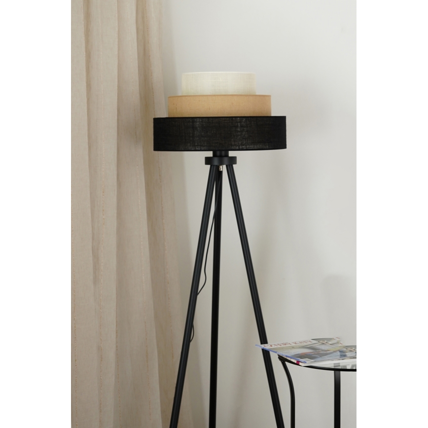 Brilagi - Golvlampa ASPEN LUNETA 1xE27/15W/230V svart/beige/krämvit