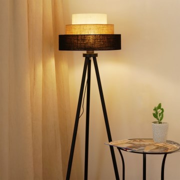Brilagi - Golvlampa ASPEN LUNETA 1xE27/15W/230V svart/beige/krämvit