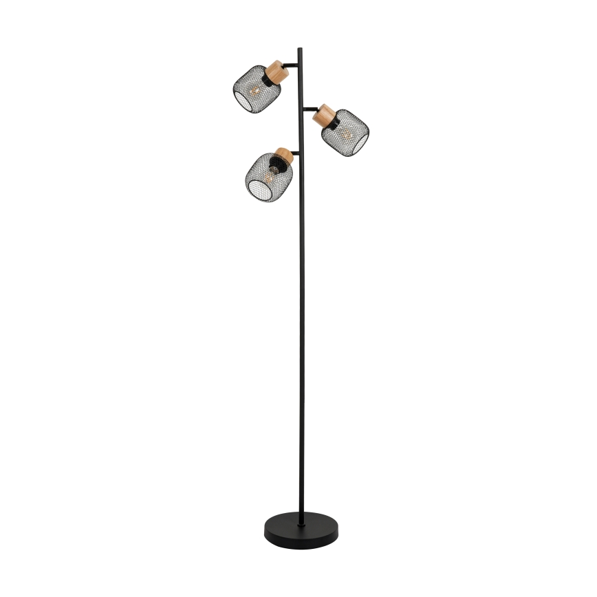 Brilagi - Golvlampa BASKLITE 3xE27/15W/230V trä/svart