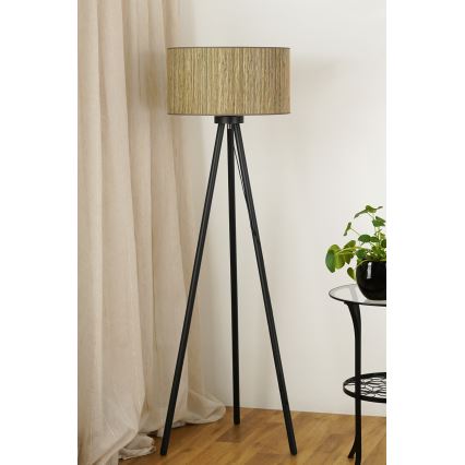 Brilagi - Golvlampa BOSTON ROLLER 1xE27/15W/230V strå brun/guld